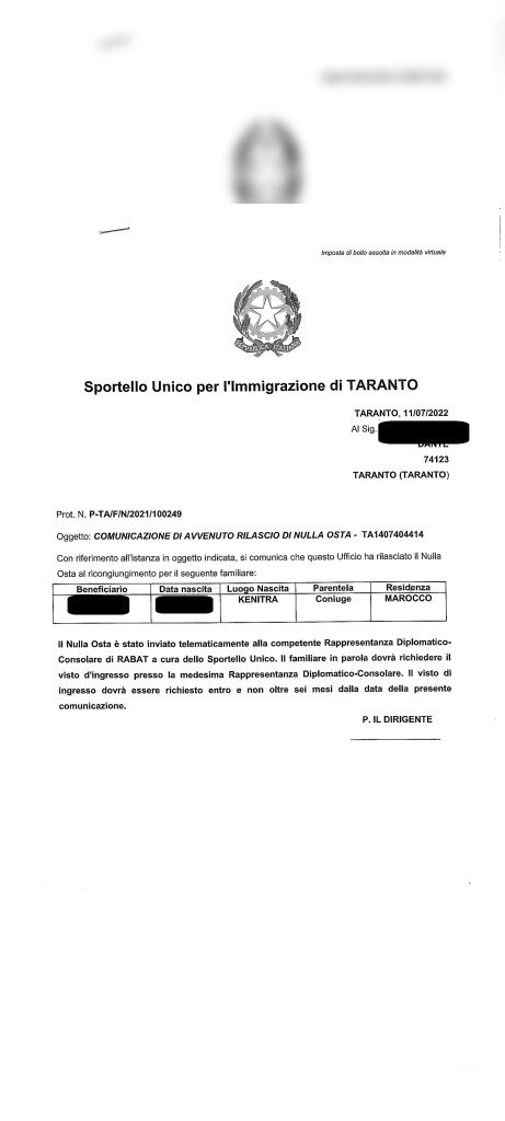 RICONGIUNGIMENTO FAMIGLIARI