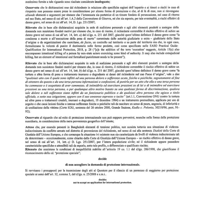 ACCOGLIMENTI PERMESSI DI SOGGIORNO 2024