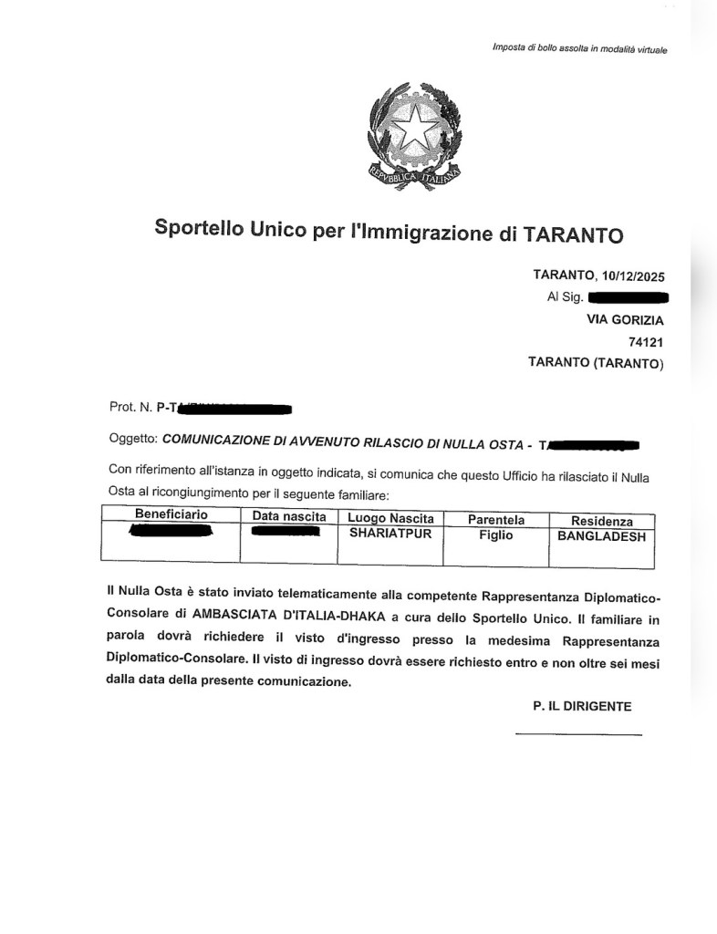 RICONGIUNGIMENTO FAMIGLIARI 2025